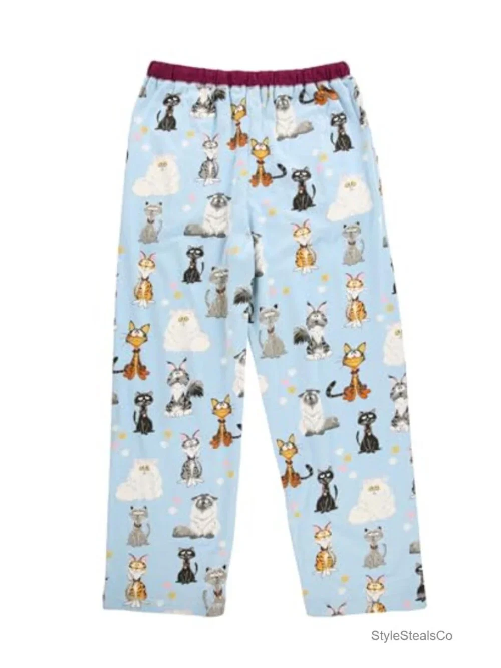 Cotton Women's Pajama Pants with Pockets, Drawstring, Elastic Waist, Cat & Dog